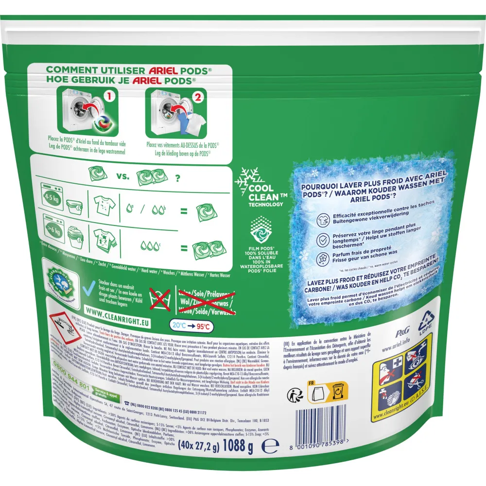 New Ariel Pods+ Vloeibaar Wasmiddelcapsules + Ultra Vlekverwijderaar - 3 X 40 Wasbeurten - 120 Wasbeurten