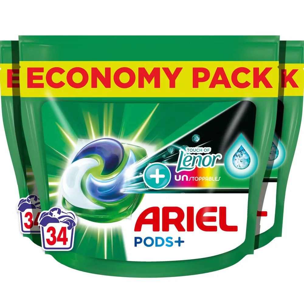 Sale Ariel Wasmiddel Pods + Touch Van Lenor Unstoppables - Kleur - 3 X 34 Wasbeurten - 102 Wasbeurten
