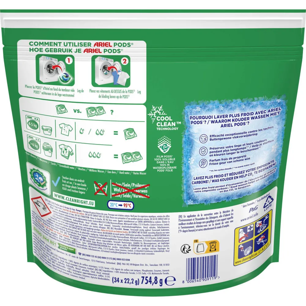 Sale Ariel Wasmiddel Pods + Touch Van Lenor Unstoppables - Kleur - 3 X 34 Wasbeurten - 102 Wasbeurten