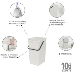 Clearance Brabantia Sort & Go Prullenbak (16L)