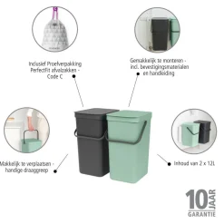 Discount Brabantia Sort & Go Prullenbak (2X12L)