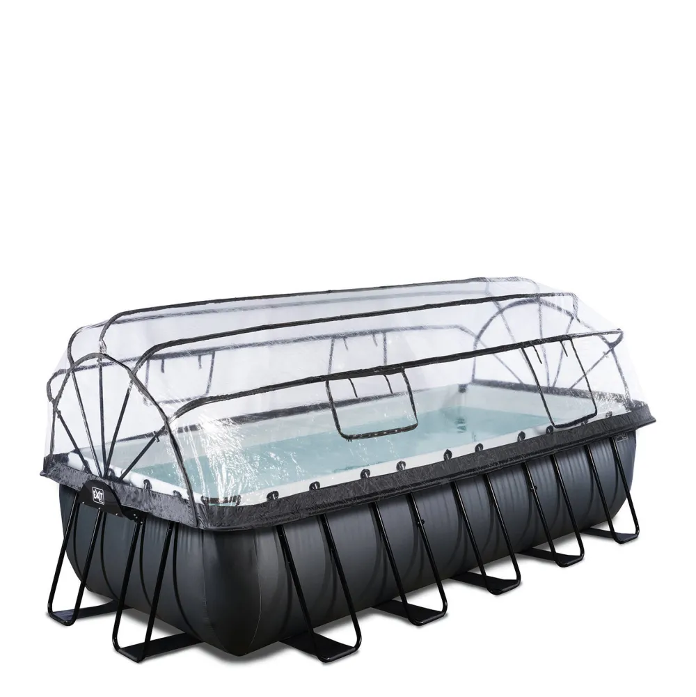 Black Leather Zwembad 540X250X122Cm Met Overkapping En Zandfilterpomp|EXIT Outlet