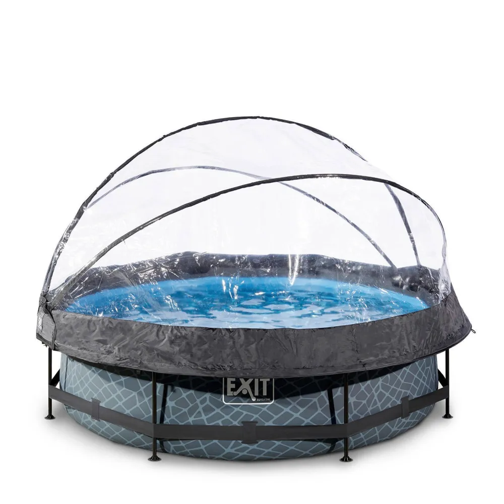 Frame Pool O300X76Cm Grijs Met Overkapping|EXIT Best Sale