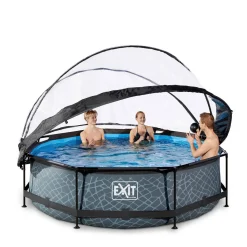 Frame Pool O300X76Cm Grijs Met Overkapping|EXIT Best Sale