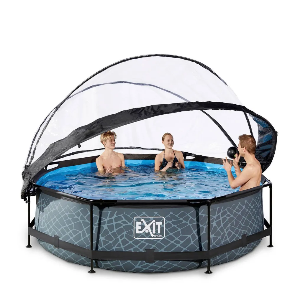 Frame Pool O300X76Cm Grijs Met Overkapping|EXIT Best Sale