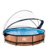 Frame Pool O360X76Cm Houtbruin Met Overkapping|EXIT Flash Sale