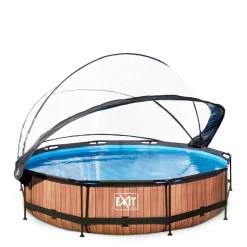 Frame Pool O360X76Cm Houtbruin Met Overkapping|EXIT Flash Sale
