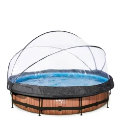 Frame Pool O360X76Cm Houtbruin Met Overkapping|EXIT Flash Sale