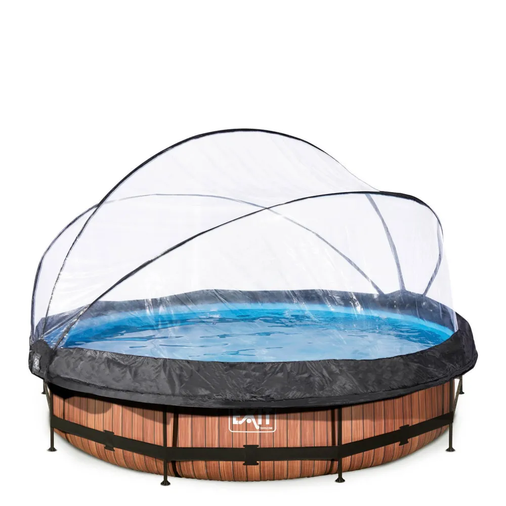 Frame Pool O360X76Cm Houtbruin Met Overkapping|EXIT Flash Sale