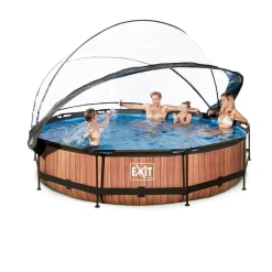 Frame Pool O360X76Cm Houtbruin Met Overkapping|EXIT Flash Sale