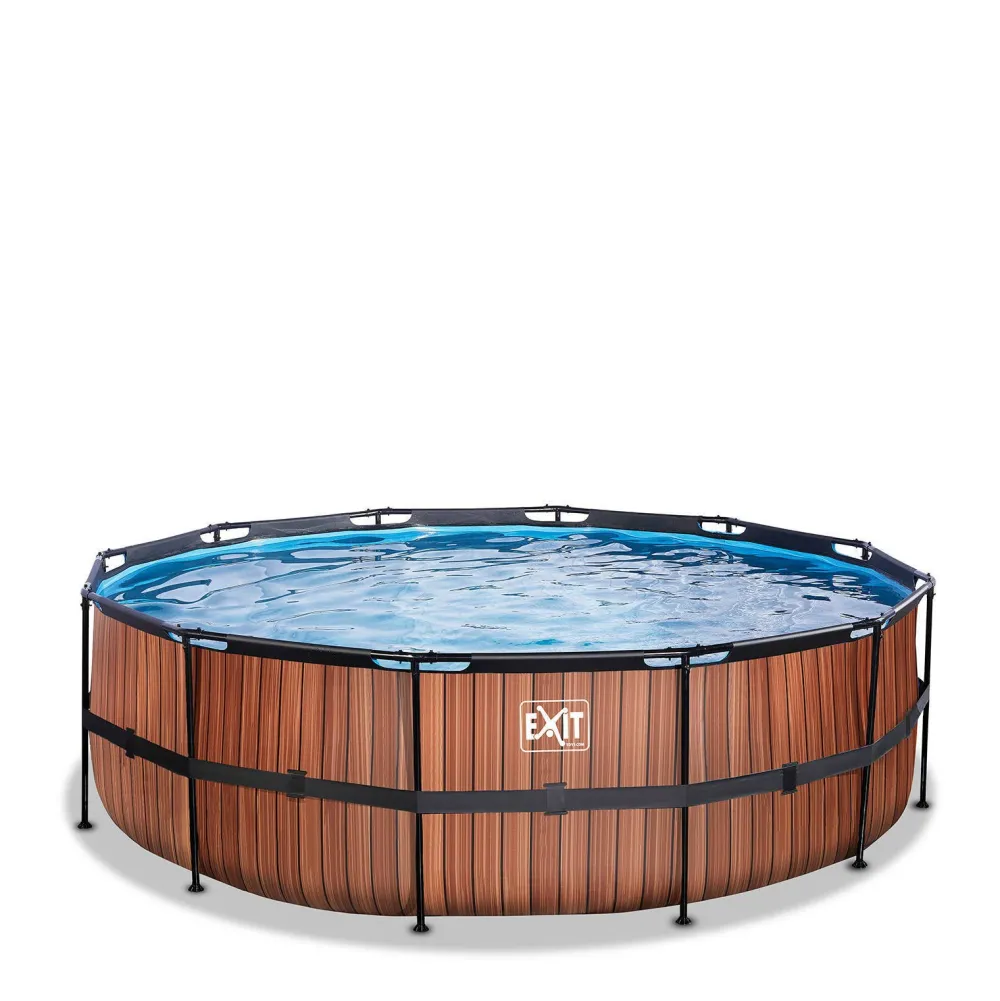 Wood Zwembad O450X122Cm Met Filterpomp Bruin|EXIT Best Sale