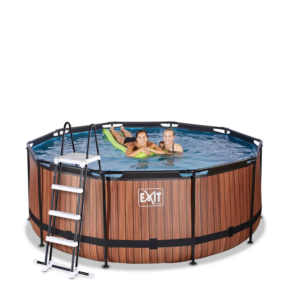 Wood Zwembad O360X122Cm Met Filterpomp Bruin|EXIT Best