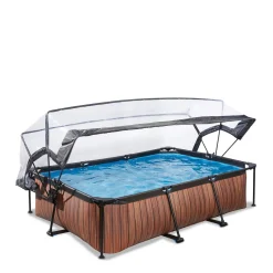 Wood Zwembad 300X200X65Cm Met Overkapping En Filterpomp Bruin|EXIT Fashion