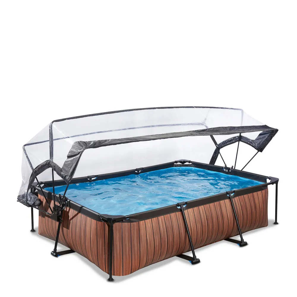 Wood Zwembad 300X200X65Cm Met Overkapping En Filterpomp Bruin|EXIT Fashion