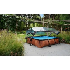 Wood Zwembad 300X200X65Cm Met Overkapping En Filterpomp Bruin|EXIT Fashion