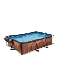 Wood Zwembad 300X200X65Cm Met Overkapping En Filterpomp Bruin|EXIT Fashion