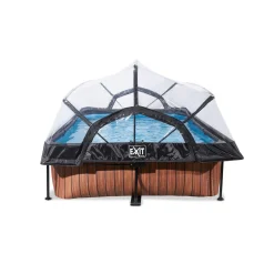 Wood Zwembad 300X200X65Cm Met Overkapping En Filterpomp Bruin|EXIT Fashion