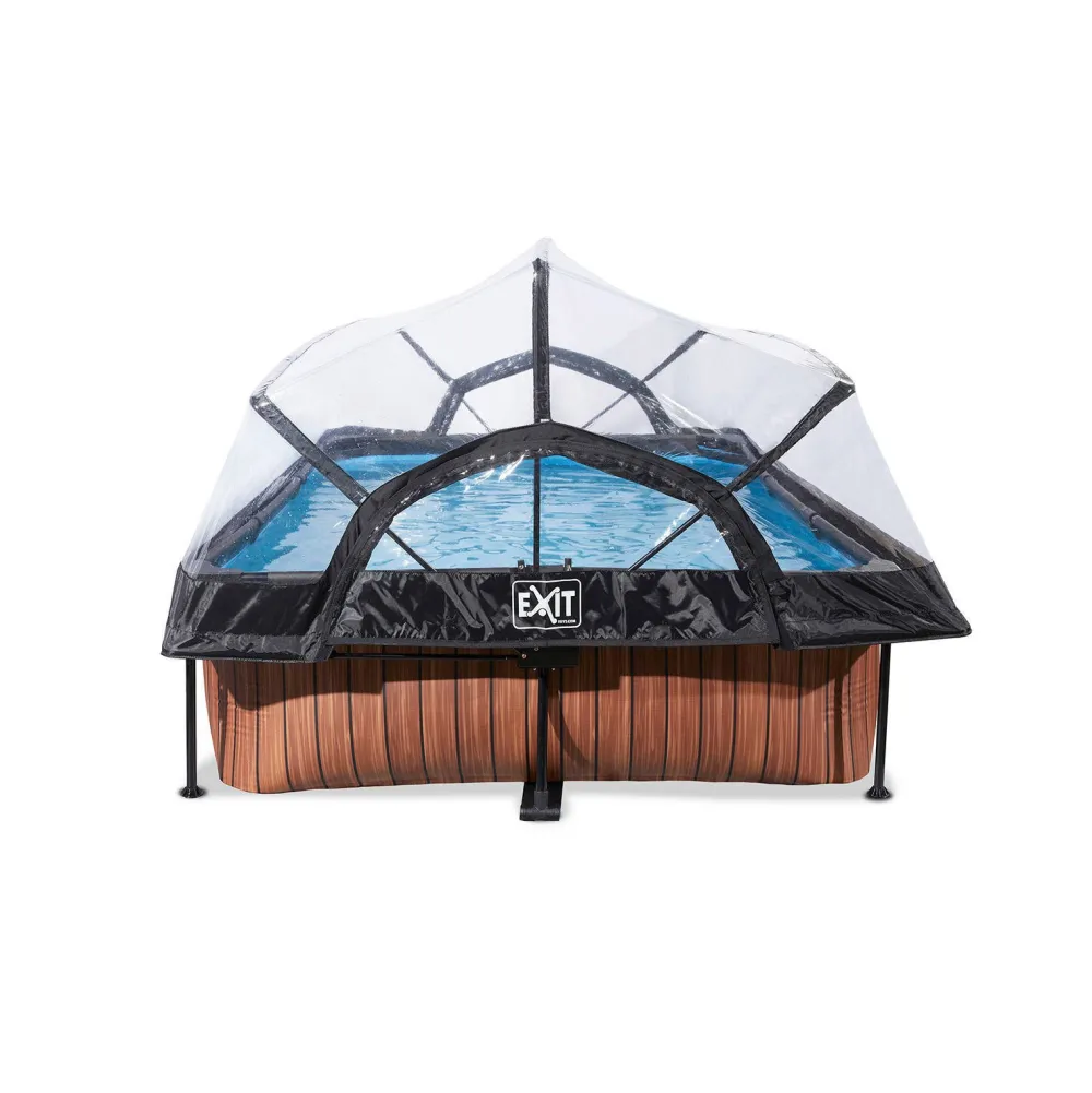 Wood Zwembad 300X200X65Cm Met Overkapping En Filterpomp Bruin|EXIT Fashion