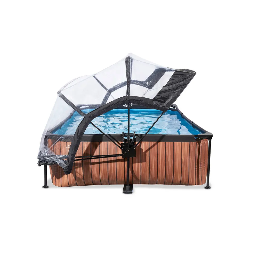 Wood Zwembad 300X200X65Cm Met Overkapping En Filterpomp Bruin|EXIT Fashion