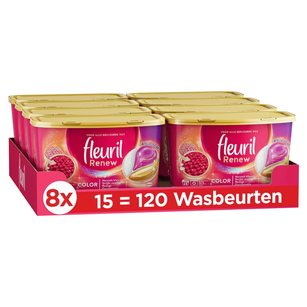 Store Fleuril Renew Color Caps - Wascapsules - Gekleurde Was - Voordeelverpakking - 8 X 15 Wasbeurten - 120 Wasbeurten