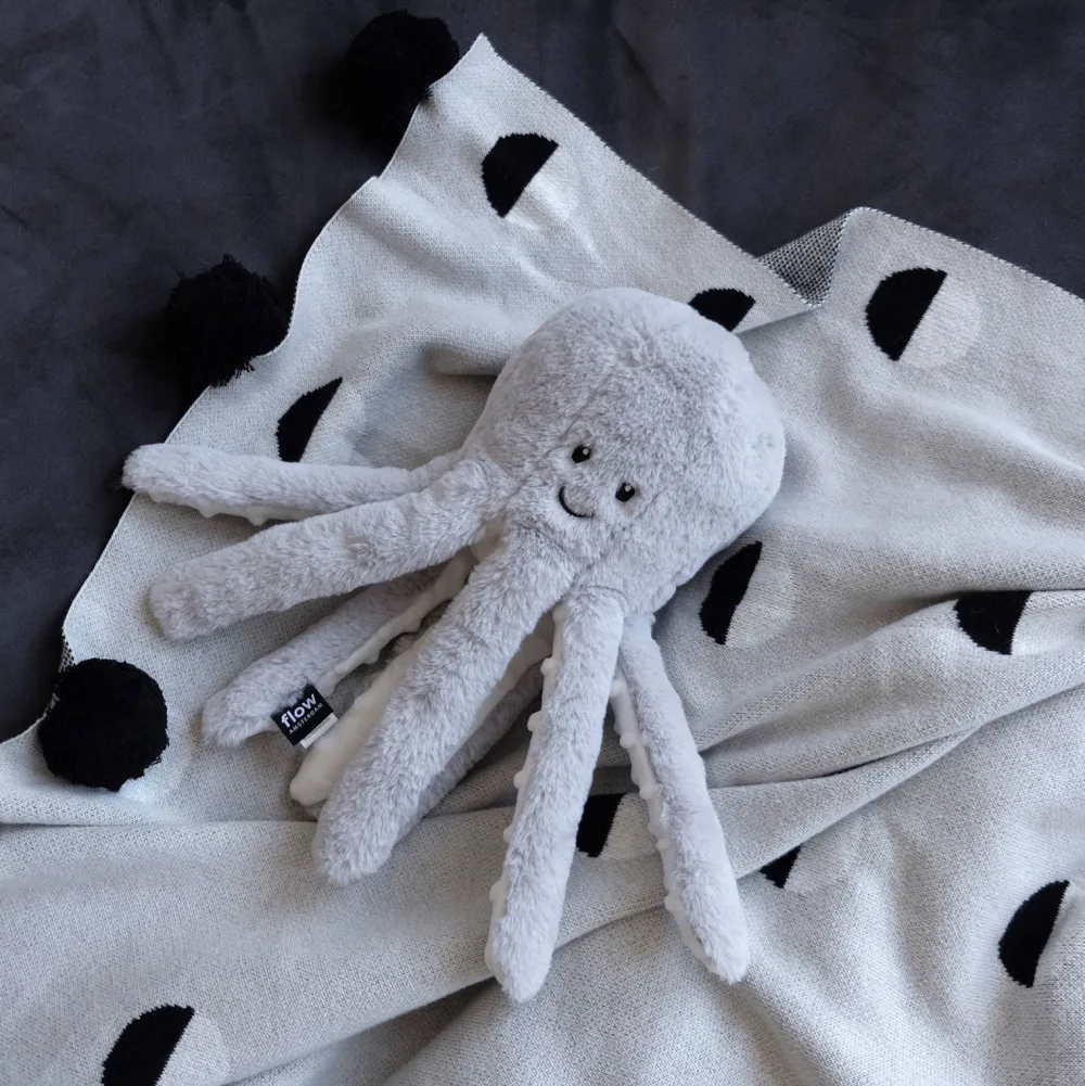 Hartslagknuffel Olly Octopus Grijs - Knuffel 24 Cm|Flow Amsterdam Sale