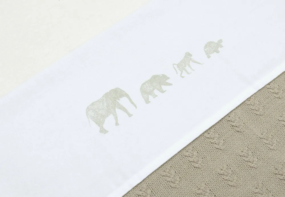 Store Jollein Baby Ledikantlaken 120X150Cm Animals - Olive Green