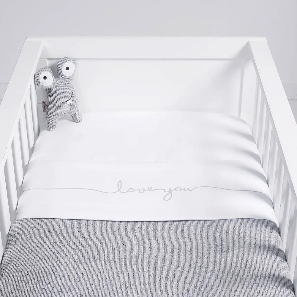 Shop Jollein Baby Ledikantlaken 120X150Cm Love You Grey