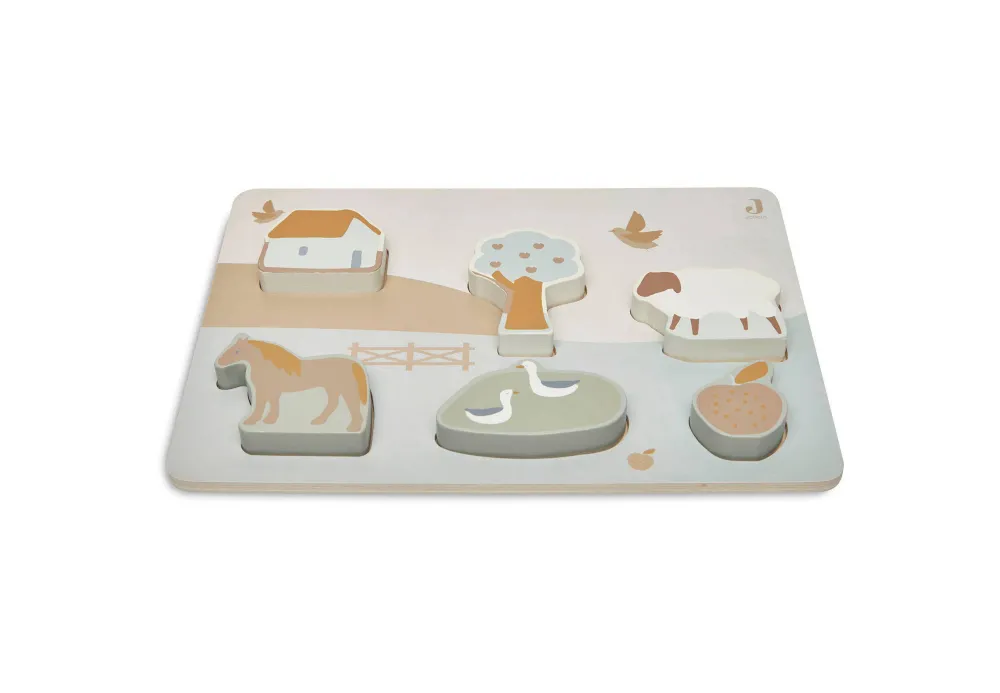 Houten Puzzel 28X10X2Cm Farm Houten Legpuzzel 6 Stukjes|Jollein Shop