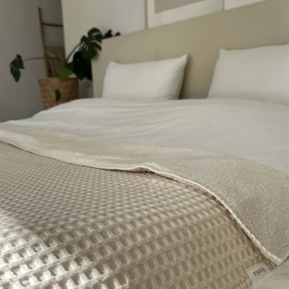 Sale Koeka Oslo Plaid Wafel/Teddy 140X200 Cm Natural/Pebble (140X200 Cm)