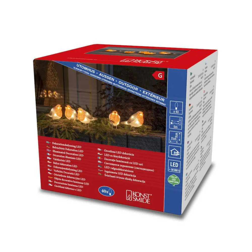 Flash Sale Konstsmide Kerstlichtsnoer Vogels (400 Cm) (5 Vogels) (40 Led) (Rood)