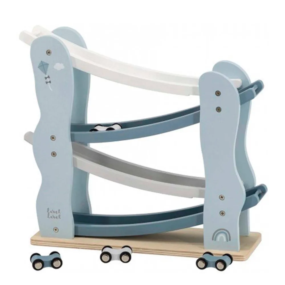 Wood Houten Auto Glijbaan Blauw|Label Label Online