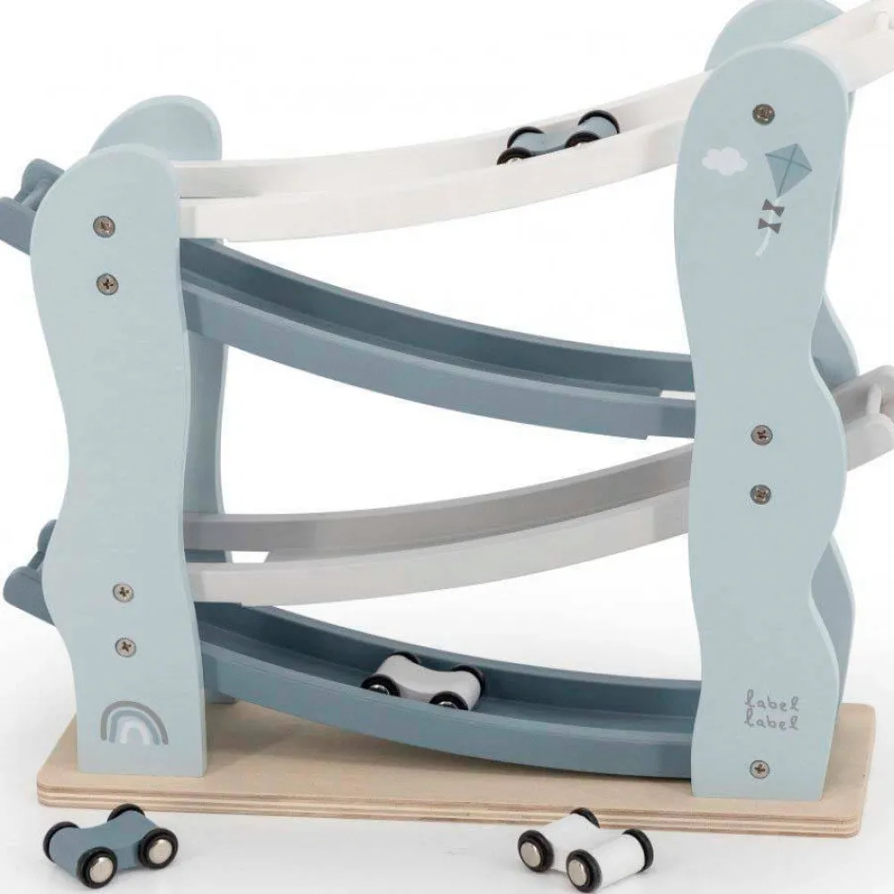 Wood Houten Auto Glijbaan Blauw|Label Label Online