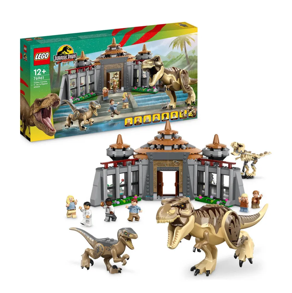 Jurassic World Bezoekerscentrum: T. Rex & Raptor Aanval 76961|LEGO Online