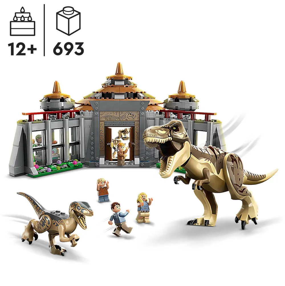 Jurassic World Bezoekerscentrum: T. Rex & Raptor Aanval 76961|LEGO Online
