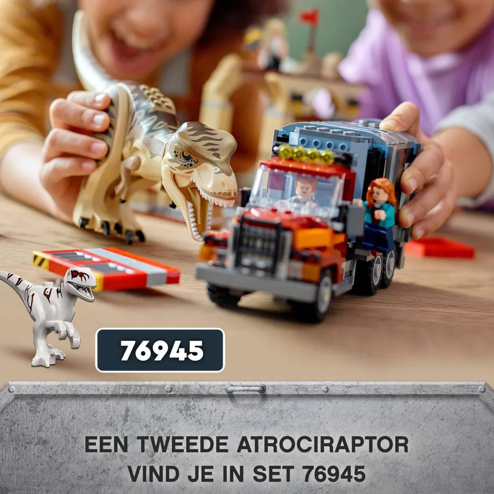 Jurassic World T. Rex & Atrociraptor Dinosaurus Ontsnapping 76948|LEGO Store