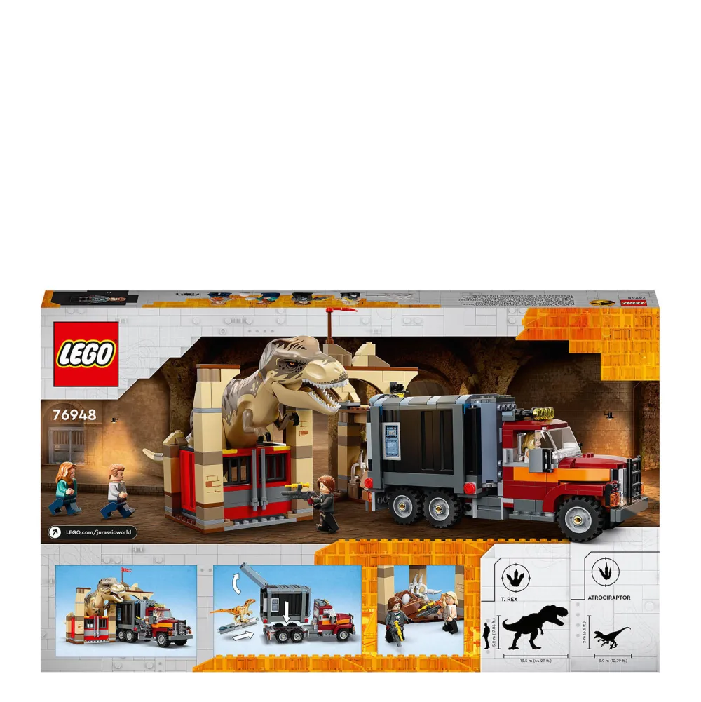 Jurassic World T. Rex & Atrociraptor Dinosaurus Ontsnapping 76948|LEGO Store