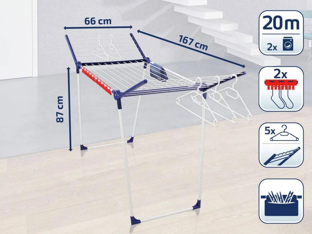 Outlet Leifheit Droogrek Pegasus 200 Solid Comfort - 20 M Drooglengte
