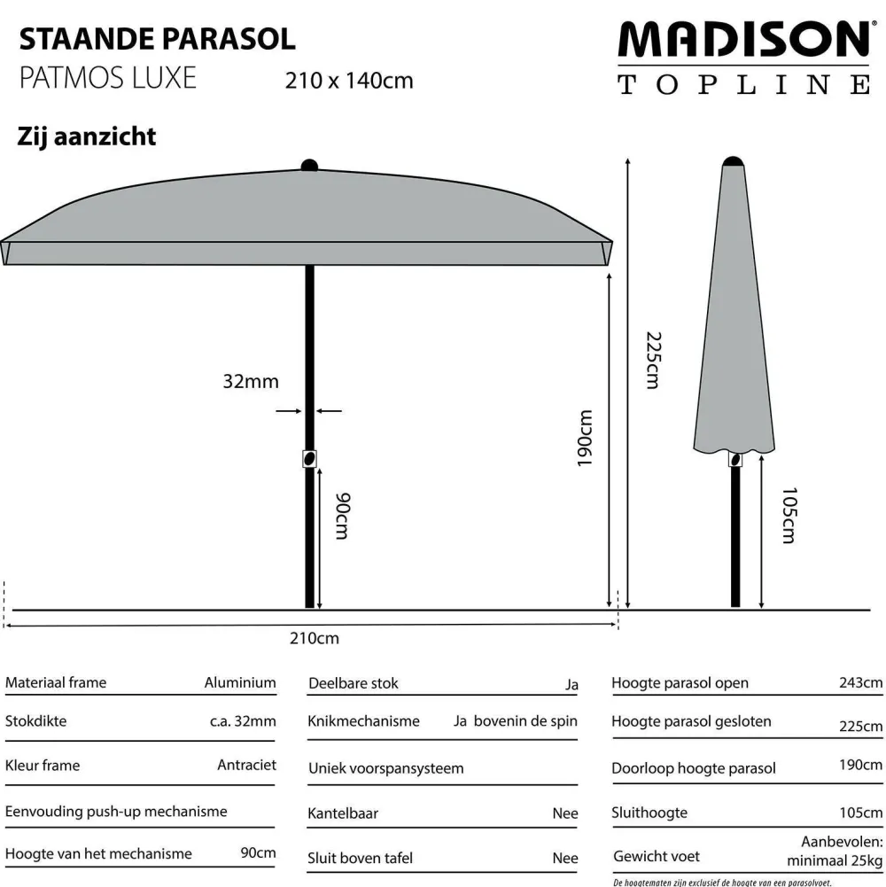 Parasol Patmos (210X140 Cm)|Madison Shop