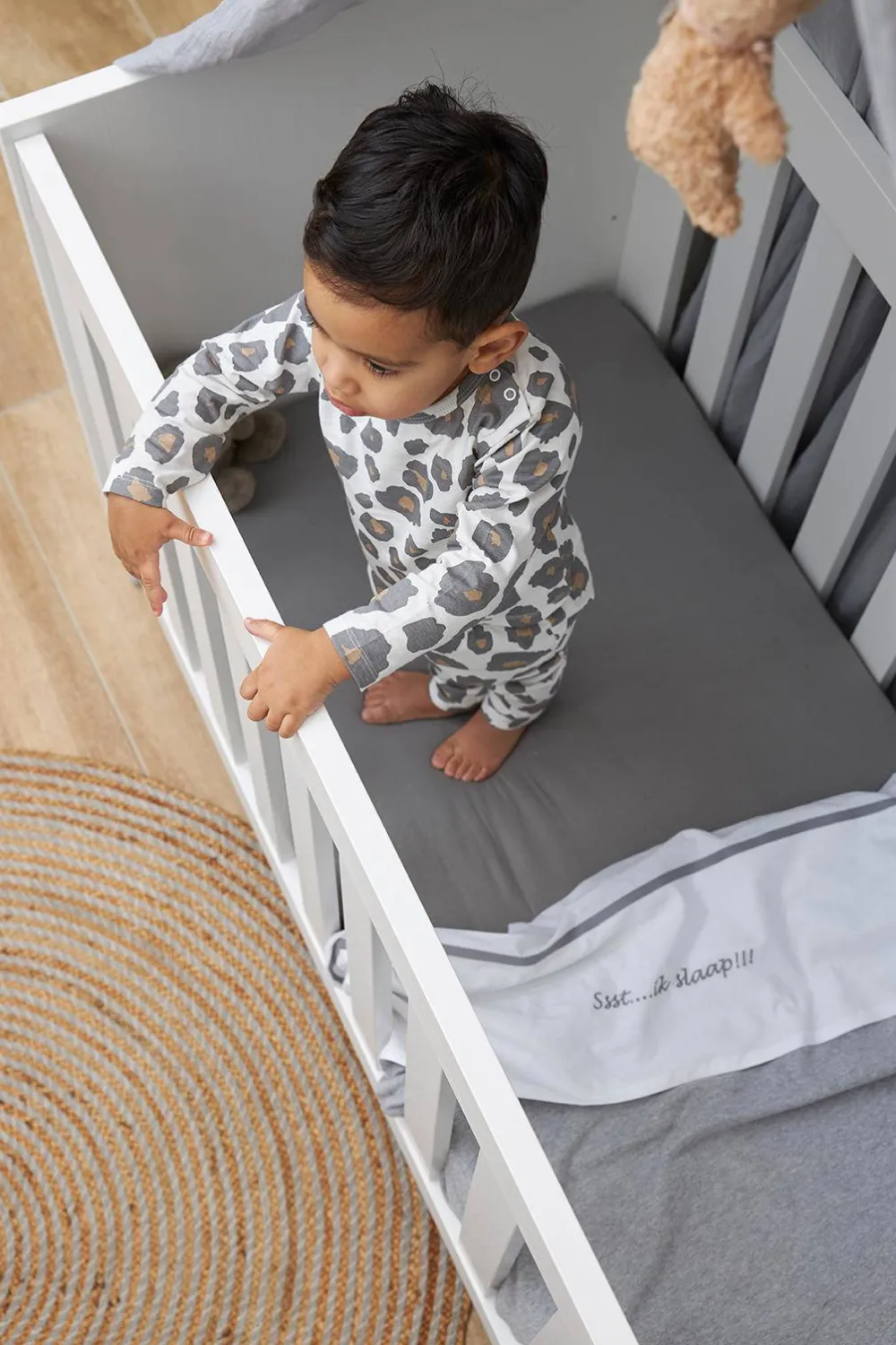 Hot Meyco Baby Ledikantlaken Ssst...Ik Slaap!! 100X150 Grey