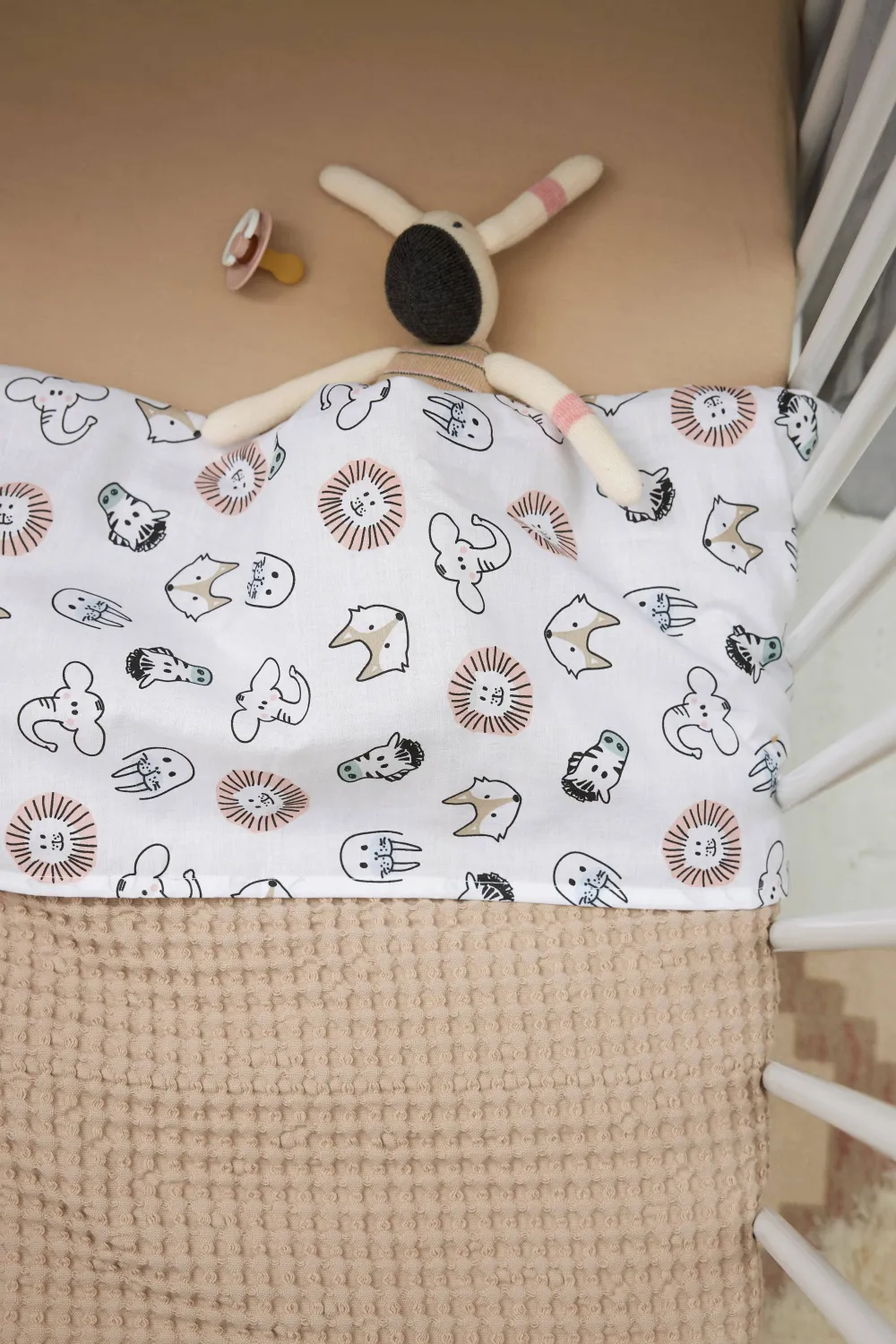 Discount Meyco Baby Ledikantlaken Animal/Uni - Set Van 2 100X150 Cm Wit/Multi