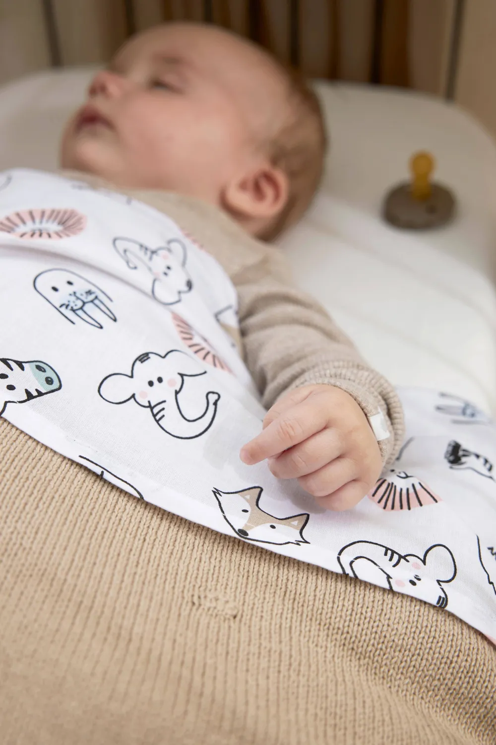 Discount Meyco Baby Ledikantlaken Animal/Uni - Set Van 2 100X150 Cm Wit/Multi