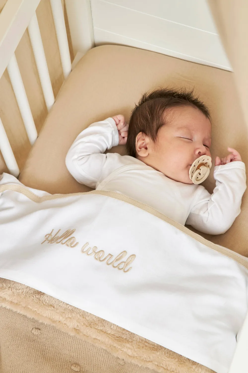 Online Meyco Baby Wieglaken Hello World 75X100 Cm Sand