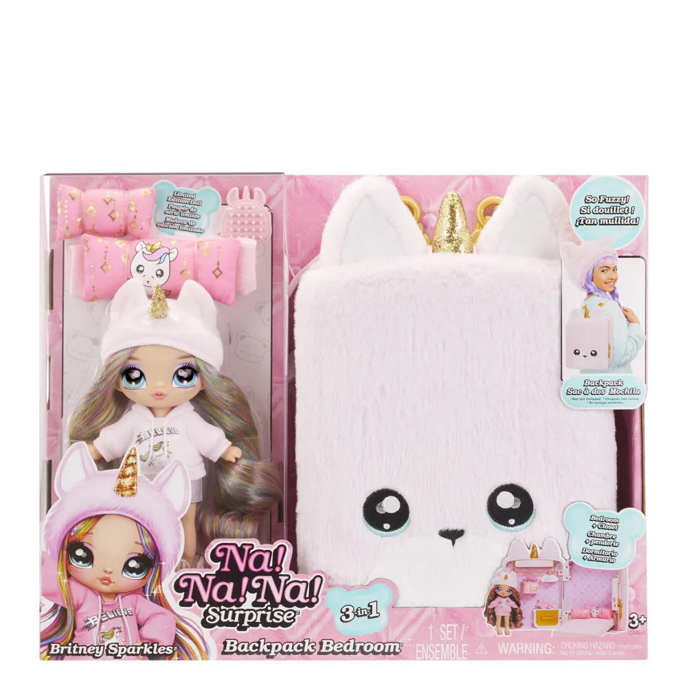 3-In-1 Speelset Met Rugzak, Slaapkamer En Britney Sparkles Met Eenhoornthema|Na! Na! Na! Surprise Fashion