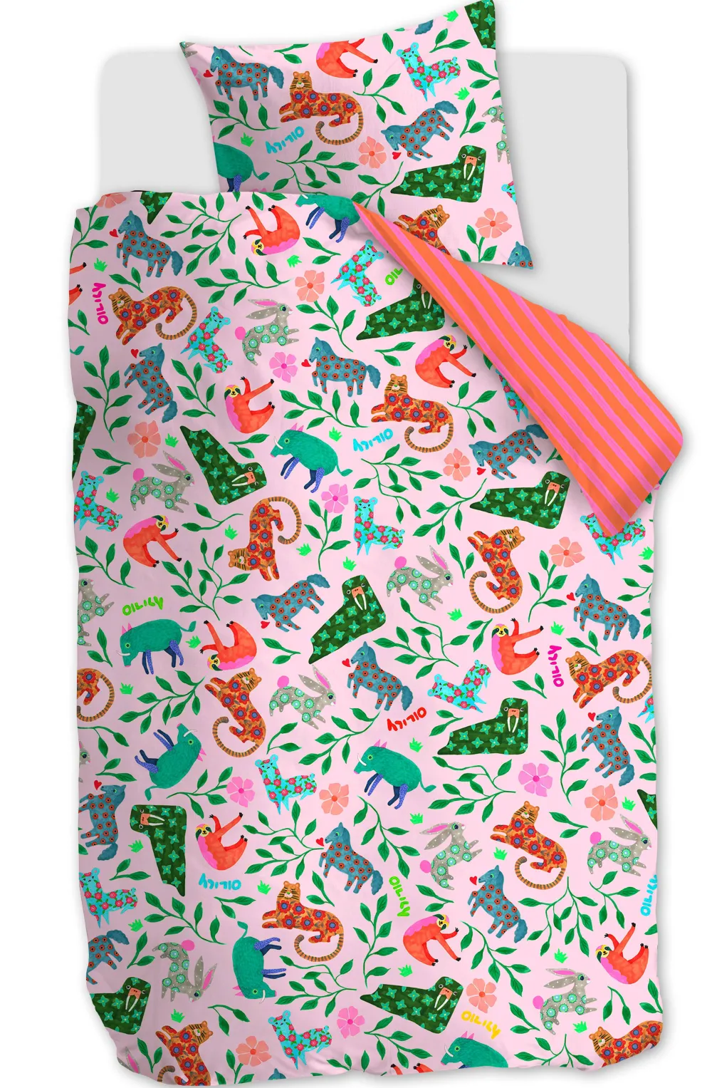Discount Oilily Katoenen Dekbedovertrek 1 Persoons Happy Zoo (140X200 Cm)