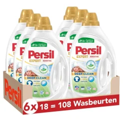 Sale Persil Sensitive Gel - Vloeibaar Wasmiddel - Baby En Gevoelige Huid - Voordeelverpakking - 6 X 18 Wasbeurten - 108 Wasbeurten