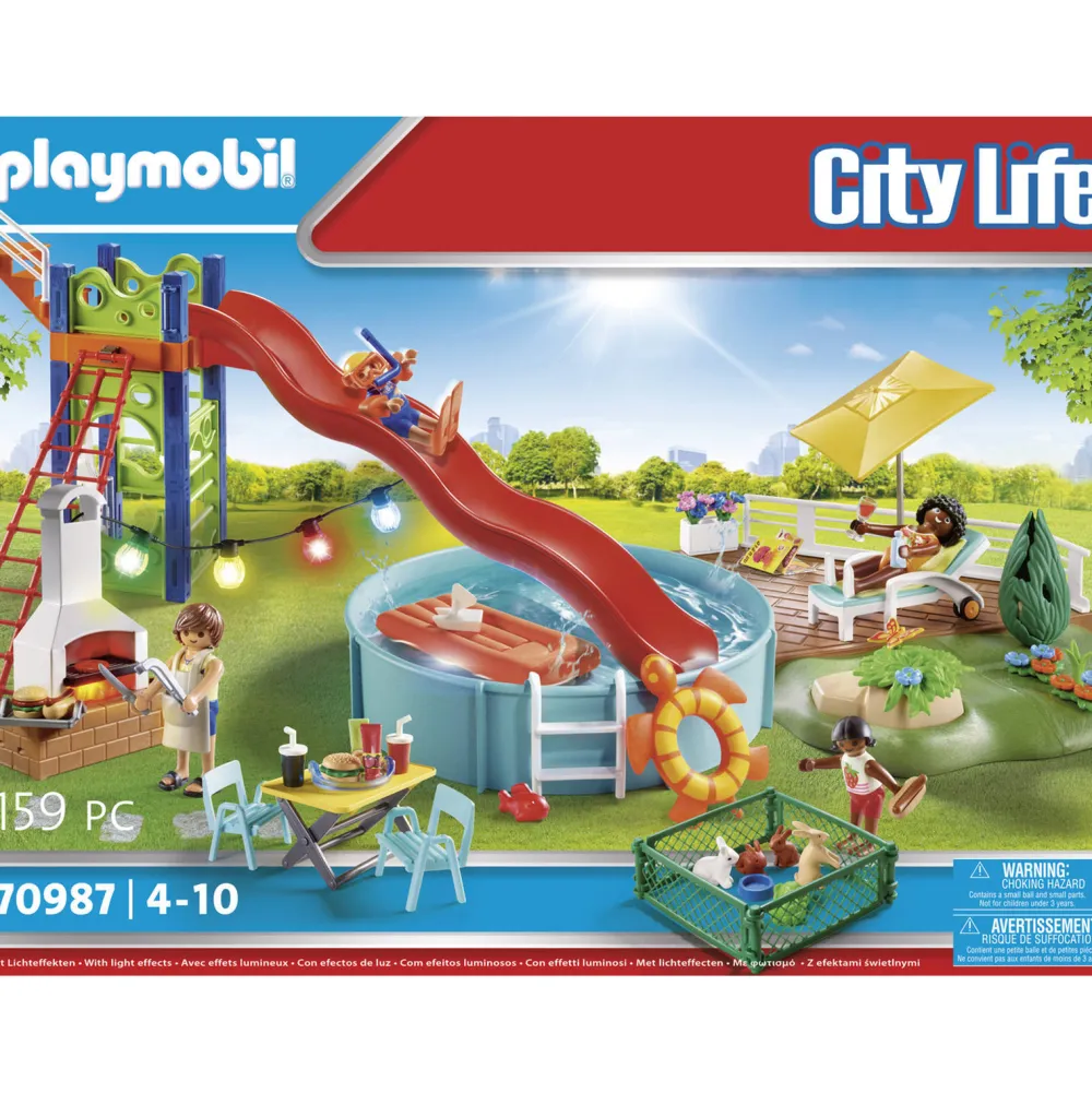 City Life Zwembadfeest Met Glijbaan 70987|Playmobil Clearance