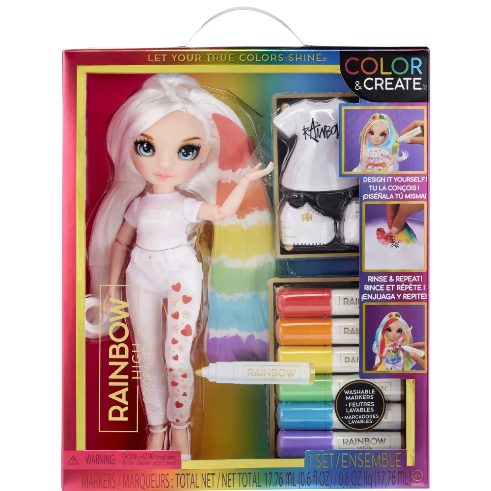 Color & Create Fashion Doll- Character 1 (Blue Eyes)|Rainbow High Hot