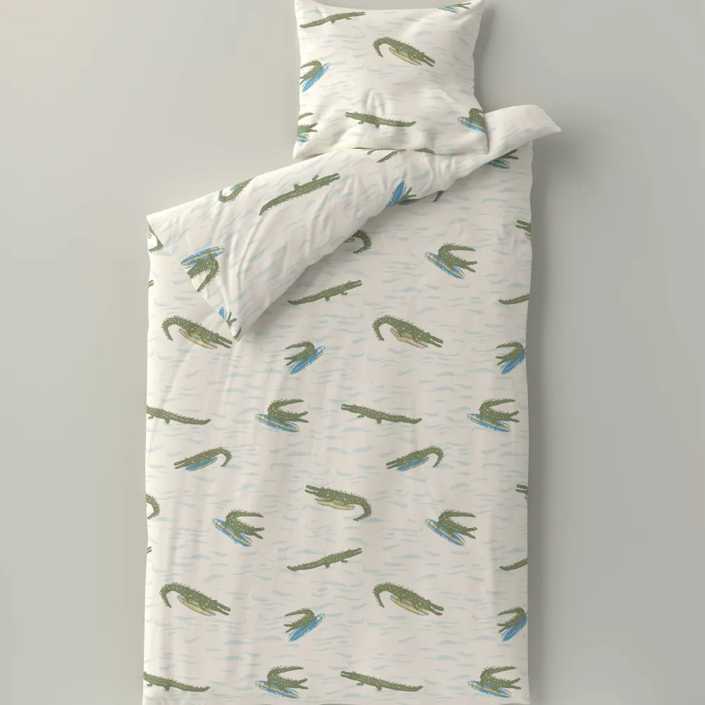 Sale Wehkamp Home Katoenen Dekbedovertrek 1 Persoons Surfin Croco (140X200 Cm)