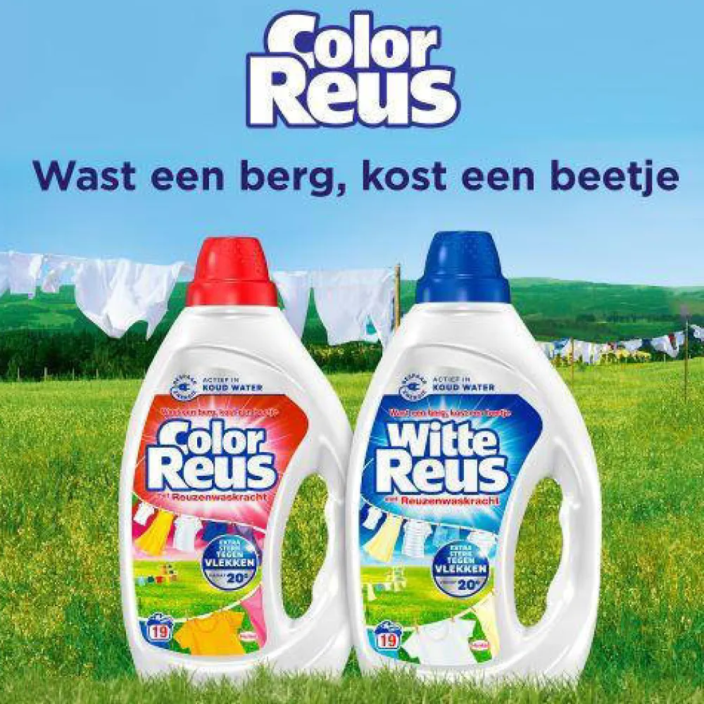 Sale Witte Reus Color Reus Gel - Vloeibaar Wasmiddel - Gekleurde Was - Voordeelverpakking - 6 X 19 Wasbeurten - 114 Wasbeurten