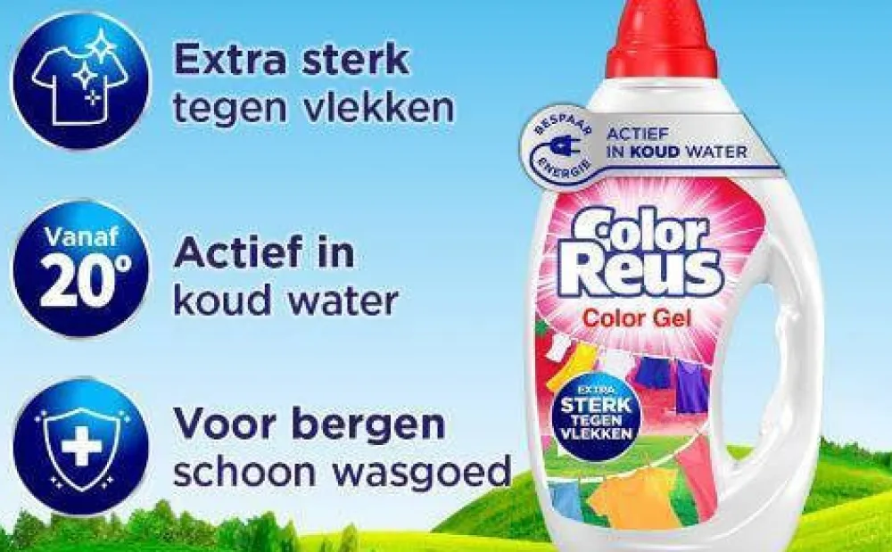 Sale Witte Reus Color Reus Gel - Vloeibaar Wasmiddel - Gekleurde Was - Voordeelverpakking - 6 X 19 Wasbeurten - 114 Wasbeurten